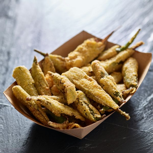 crispy fried okra in container