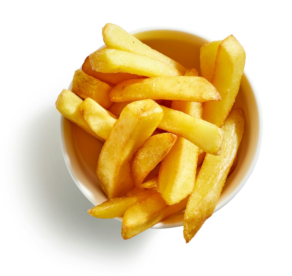 fried potatoes on white background